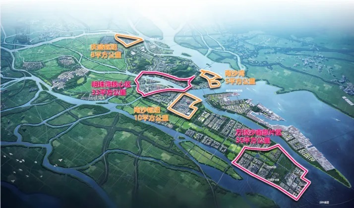 南沙布局6大城市客厅、19个城市地标，190公里景观大道、4条慢行游径