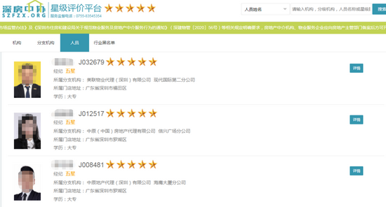 房产中介“凉凉”?有人3个月没开单,深圳半年内7000人转行(图2) 深圳的部分五星中介,截图自深房中协