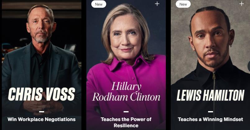 ↑“MasterClass(大师课)”的导师全是各行各业的名流。